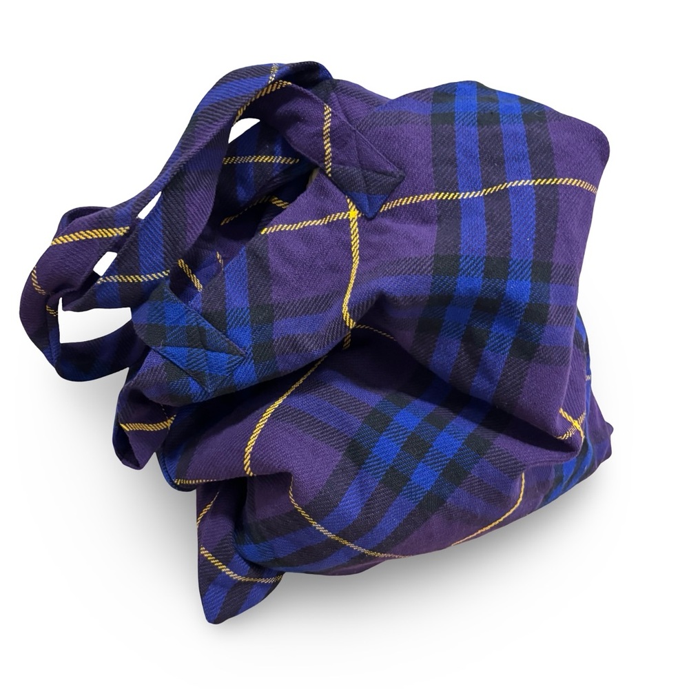 Burberry Blue Purple Tartan Plaid Tote Bag Shopper Shoulder Nova Check Limited - Picture 6 of 6